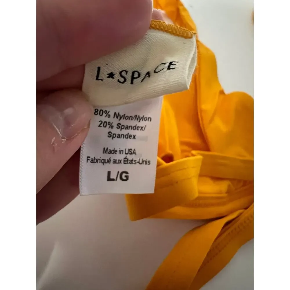 NWT L*Space Women's Avery Wrap-Style Beach Swim Bikini Top Mango Orange Size L